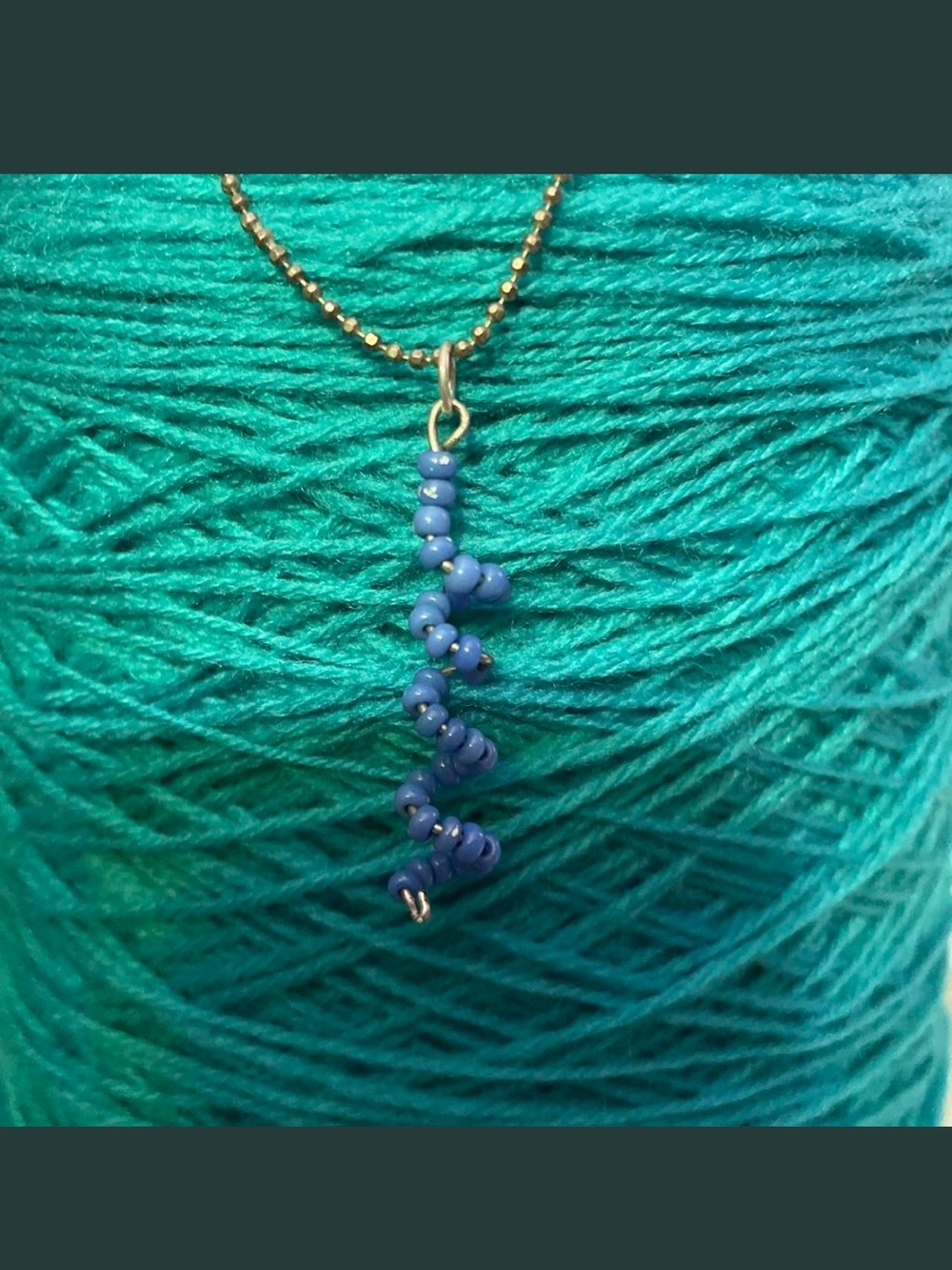 Handmade Blue Bead Spiral Pendant Necklace Charm